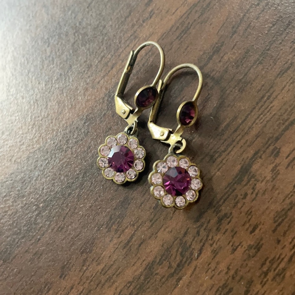 Purple Michal Negrin flower earrings